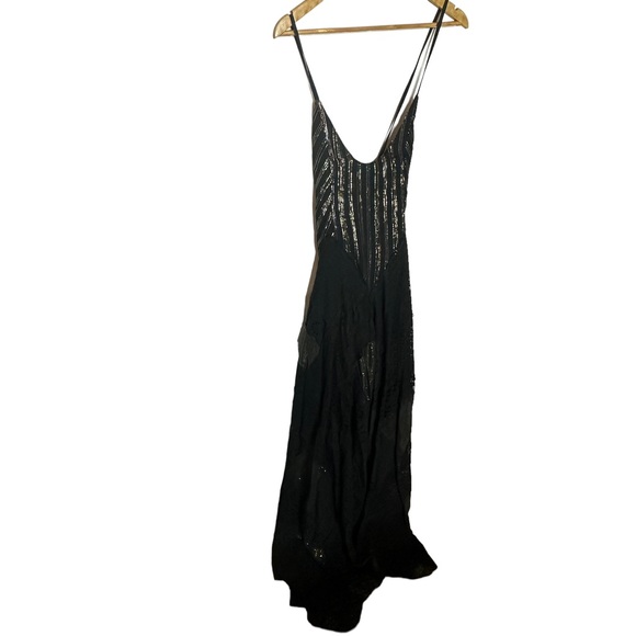 NWT Free People One Black Lace/metallic Aurella Maxi Dress black S - Picture 7 of 13